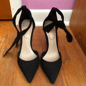 Black ankle tie heels